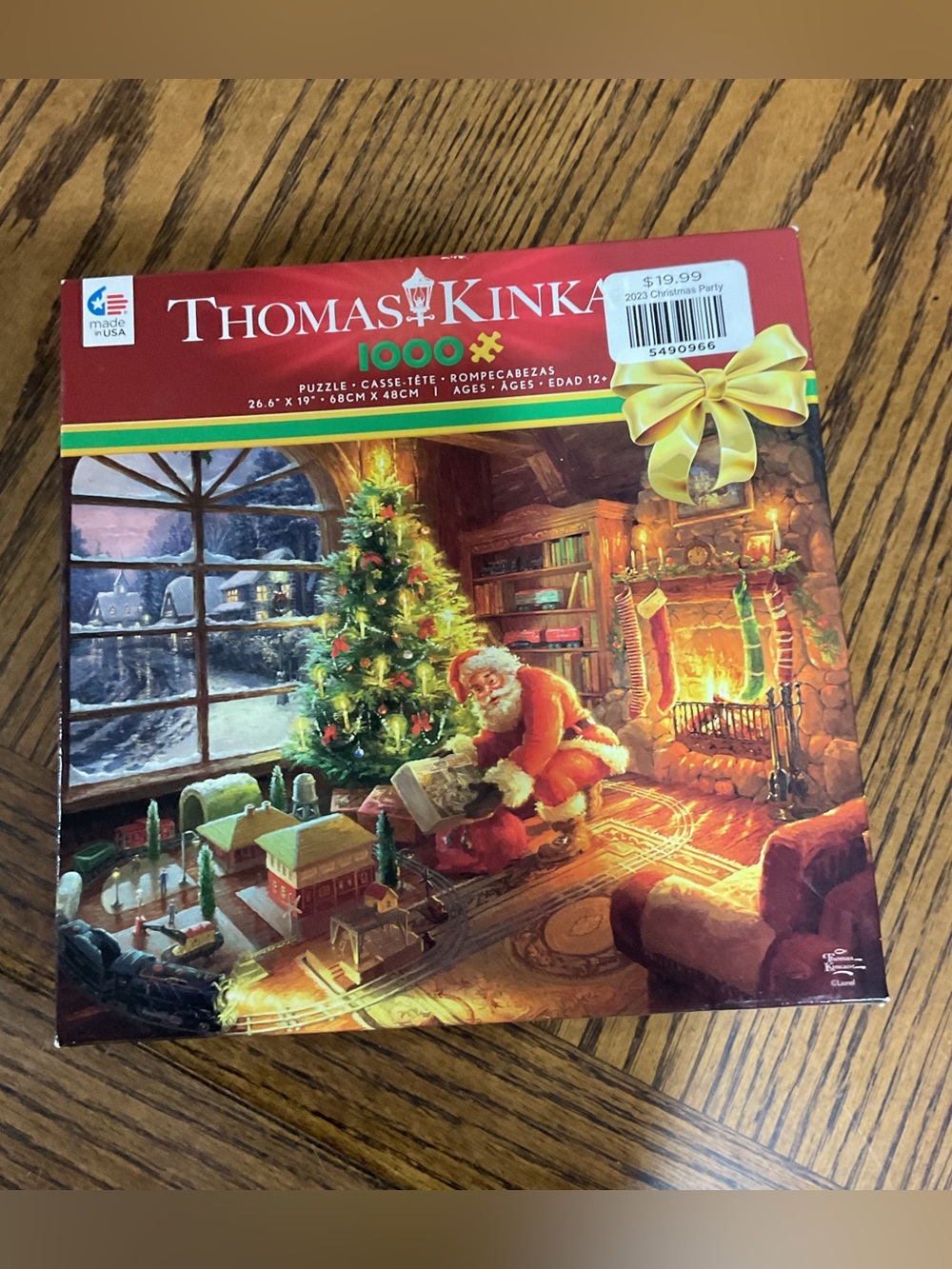 Thomas Kinkade Holiday Puzzle Santa 🧑‍🎄 Christmas Festive Scene includes poster